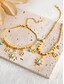 abordables Collier pour femme-Ensemble collier et bracelet en alliage d'or pour femme avec breloques turquoise en forme de soleil et d'arbre – bijoux bohème chic pour les fêtes, les vacances et les tenues décontractées