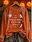 billige Halloween sweatshirt og hoodie-Dame Pullover sweatshirt Grafisk Bogstaver Halloween Mode Afslappet Langærmet Rund hals Almindelige toppe Gade Hverdag Afslappet Trykt mønster Sort Lilla Orange Grå Efterår Vinter