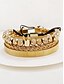 economico Gioielli da uomo-set di bracciali da uomo in acciaio inossidabile dorato: bracciale a 3 pezzi con corona di perline, polsino intrecciato e bracciale con numeri romani per abiti alla moda, feste e occasioni speciali