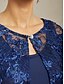 billige Blazere og dresser-damejakke blazer blonder brodert paljett illusjonsblonder elegant blomstermønster formell jubileumsfest bryllupsgjest åpen front kort rund hals normal passform 3/4-ermet yttertøy marineblå