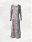 ieftine rochie florală-Pentru femei Rochie Maxi Rochie de schimb Rochie A line Petrecere Casual Boho Zilnic Dată Ieșire Fit regulat Floral Grafic Cravată Manșon Lung Stil Nautic Verde Deschis Roz Îmbujorat Albastru piscin