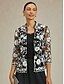 preiswerte Blusenanzüge für Damen-Damen Elegante Oberteile Spitzentops Blumen Elegant Vintage Hoher Ausschnitt Schwarz Sommer Frühling Herbst