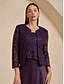 billige Jakker-Dame Blonde topper Blomstret Elegant Fest Stilfull Crew-hals Vanlige topper Aubergine Høst Vinter