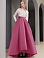preiswerte SCHWARZ-Black Tie A-Linie Abendkleid Elegantes Kleid Formelle Hochzeitsgast Asymmetrisch Langarm V-Ausschnitt Tasche Satin mit Tasche