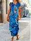preiswerte Blumenkleid-Damen Maxikleid Etui-Kleid T-Shirt-Kleid Lässig Boho Hochzeitsgast Täglich Date Blumen Grafik Langarm Rundhalsausschnitt Blau Grün Grau Frühling Herbst Winter