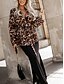 billige Blazere og dresser-Dame Blazer Bekvem Pustende Blondér Lomme Fritid Leopard Kontor Gate Avslappet Dagligdagstøy Enkeltkneppet Normal Aftæpning Normal Langermet Yttertøy Svart Hvit Gul Vår Høst