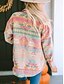 billige casual jakker-Dame Uformell jakke Bekvem Pustende Lomme Knapper Trykt mønster Mote Fritid Geometrisk Feriereise Gate Avslappet Dagligdagstøy Enkeltkneppet Normal Aftæpning Normal Langermet Yttertøy Rosa Rød Blå