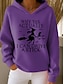 tanie Halloween bluza i hoodie-Damskie Bluza z kapturem i bluzą Graficzny Halloween Czarownica Zabytkowe Moda Zachodni Długi rękaw Kaptur Zwykłe topy Ulica Na co dzień Święto Nadruk Przednia kieszeń Czarny Fioletowy Pomarańczowy