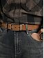 economico Cinture da uomo-Cintura da uomo in vera pelle di vacchetta – cinturino marrone vintage con fibbia ad ardiglione in lega opaca, regolabile per jeans, lavoro, abbigliamento casual da lavoro e abbigliamento quotidiano