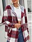 abordables Manteaux d&#039;Hiver-Femmes Veste Décontractée Veste à Capuche Confortable Respirant Boutons Imprimé Occasionnel Plaid Vacances Rue Occasionnel Tenue quotidienne Simple Boutonnage Régulier À capuche Coupe Ample manche