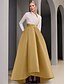 preiswerte SCHWARZ-Black Tie A-Linie Abendkleid Elegantes Kleid Formelle Hochzeitsgast Asymmetrisch Langarm V-Ausschnitt Tasche Satin mit Tasche