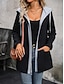 tanie kurtka z kapturem-Damskie Zwykła kurtka Kurtka z kapturem Wygodny Oddychający Niejednolita całość Codzienny Równina Urlop Ulica Codzienny Dzienne zużycie Otwarty przód Regularny Bluza Regularny Długi rękaw Odzie