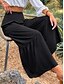 baratos Calça de linho de algodão simples-Mulheres Calças de linho de algodão Perna larga chinês Básico Casual Comprimento total Cintura Alta Tecido Cintura elástica Confortável Macio Com Stretch Ao ar livre Rua Preto Branco Azul Roxo Claro