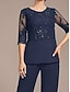preiswerte Hosenanzüge für Mama-Hosenanzug Knöchellanges Brautmutterkleid Halbarm Rundhalsausschnitt Elegant Vintage Formal Hochzeitsgast in einfarbig