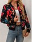 preiswerte Bomberjacke-Damen Freizeitjacke Warm Schnelltrocknend Reißverschluss Tasche Elegant Mode Täglich Einfach Blumen Urlaub Lässig Täglich Ferien Kurz Baseball-Kragen Normale Passform Langarm Oberbekleidung Schwarz