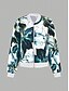 baratos jaqueta bomber-Mulheres Jaqueta Bomber Jaqueta casual Confortável Respirável Zíper Imprimir Casual Floral Férias Rua Casual Roupa Diária Zíper Curto Colarinho Chinês Normal Manga Longa agasalhos Roxo Verde Verão
