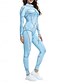 abordables mono de vacaciones-Mujer Normal Mono Vacaciones Graphic Manga Larga Cuello Alto Alta cintura Estampado Fiesta Víspera de Todos los Santos Ajuste regular Negro Azul Piscina Azul claro Verano