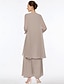 preiswerte Mamas Kleidersets-Strandhochzeit Sheath Brautmutterkleid Elegantes Einfaches V-Ausschnitt Knöchellanges Chiffon Ärmellos mit Stufen Einfarbig kostenlose Maßanfertigung