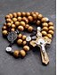 abordables Bijoux pour hommes-Collier chapelet en bois pour homme avec médaille de Saint Benoît et crucifix – chapelet catholique pour le culte religieux, la réflexion spirituelle et la dévotion quotidienne