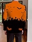 billige Halloween overtøj-Halloween Herre Frakke Blazer udendørs Gade Festival Afslappet Hverdag Alle årstider 100% Polyester Flagermus 3D-udskrivning Knapper Bekvem Enradet Blazer Hvid Lilla Orange