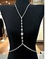 economico Collana da donna-Catena per il corpo da donna in argento con strass a forma di diamante - gioiello glamour con scollatura profonda per feste serali, abbigliamento da discoteca, matrimoni e occasioni speciali