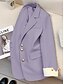 abordables Blazers y Trajes-Mujer chaqueta Cómodo Transpirable Bolsillo Casual Plano Oficina Calle Casual Ropa Cotidiana Botonadura Simple Regular Cuello Vuelto Ajuste regular Manga Larga Ropa de calle Negro Azul Piscina Morado