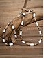 baratos Jóias Masculinas-Conjunto de colar e pulseira de contas estilo boêmio masculino - joias de contas de madeira brancas, pretas e marrons para praia, uso casual e festas de verão