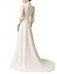 economico Abiti da sposa-Abito da sera sirena  tromba abito elegante formale matrimonio strascico lungo maniche lunghe colletto a camicia cintura  nastro organza con fiocco(i)