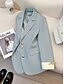 abordables Blazers y Trajes-Mujer chaqueta Cómodo Transpirable Bolsillo Casual Plano Oficina Calle Casual Ropa Cotidiana Botonadura Simple Regular Cuello Vuelto Ajuste regular Manga Larga Ropa de calle Negro Azul Piscina Morado