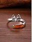 abordables Bagues pour femmes-Bague ajustable en alliage pour femme, motif renard – anneau ouvert en forme d&#039;animal mignon avec accent ambré pour filles et femmes, idéal pour un usage quotidien, comme cadeau ou pour une tenue décontractée.