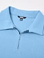 cheap Men's Classic Polo-Men's Zip Polo Textured Vacation Casual Lapel Quarter Zip Short Sleeve Fashion Basic Plain Ribbed Quarter Zip Summer Slim Fit Light Blue White Navy Blue Gray Zip Polo