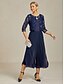 billige Blazere og dresser-damejakke blazer blonder brodert paljett illusjonsblonder elegant blomstermønster formell jubileumsfest bryllupsgjest åpen front kort rund hals normal passform 3/4-ermet yttertøy marineblå