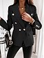 economico Blazer e Completi-Per donna Blazer Confortevole Traspirante Tasca Casual Semplice Formale Ufficio Streetwear Casuale Doppiopetto Regolare Collo ripiegato Vestibilità regolare Manica Lunga Capispalla Nero Blu Fucsia