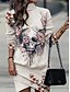 levne Halloweenské šaty-Dámské minišaty na halloween, párty, boho, poloformální, formální, outdoor, domácí, regular střih, květinový vzor, lebka, dlouhý rukáv, rolák, černá, meruňková, jaro, podzim, zima