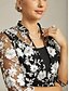 preiswerte Blusenanzüge für Damen-Damen Elegante Oberteile Spitzentops Blumen Elegant Vintage Hoher Ausschnitt Schwarz Sommer Frühling Herbst