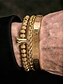 economico Gioielli da uomo-set di bracciali da uomo in acciaio inossidabile dorato: bracciale a 3 pezzi con corona di perline, polsino intrecciato e bracciale con numeri romani per abiti alla moda, feste e occasioni speciali