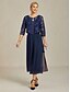 billige Blazere og dresser-damejakke blazer blonder brodert paljett illusjonsblonder elegant blomstermønster formell jubileumsfest bryllupsgjest åpen front kort rund hals normal passform 3/4-ermet yttertøy marineblå