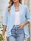 cheap Coats &amp; Trench Coats-Women&#039;s Casual Jacket Comfortable Breathable Ruffle Cut Out Casual Plain Vacation Street Daily Wear Going out Open Front Regular Collarless Regular Fit 3/4 Length Sleeve Outerwear Black White Pink