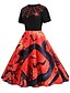 abordables Robe d&amp;#39;Halloween-Halloween Femmes Robe Midi Robe trapèze Occasionnel Quotidien Fête Coupe régulière Potiron toile d&#039;araignée Manche Courte Col ras du cou Noir Bleu Orange Abricot Été Printemps Automne