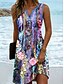 baratos Vestidos Florais-Vestido Mini Feminino Vestido Casual Vestido de Verão Elegante Casual Férias Diário Férias Regular Ajuste Gráfico Floral Boho Paisley Damasco Sem Mangas Decote V Fúcsia Verão Primavera