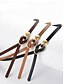 abordables Ceinture pour femme-Ceinture fine en cuir synthétique pour femme – Ceinture ajustable avec anneau et boucle à boule dorée, style minimaliste pour robes, blazers et manteaux, parfaite pour le travail, les rendez-vous galants et les tenues de fête