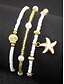 voordelige Damesarmband-3-delige enkelbandset voor dames – gouden legering en witte kralen met zeesterren- en schelpbedels, bohemian strandsieraden voor zomervakanties en casual outfits