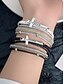 billige Dame armbånd-Flerlags korsarmbånd med rhinsten til kvinder – inspirerende &quot;velsignet&quot; armbånd i pu-læder til afslappet, kirkelig og særlige lejligheder