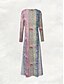 ieftine rochie florală-Pentru femei Rochie Maxi Rochie de schimb Rochie A line Petrecere Casual Boho Zilnic Dată Ieșire Fit regulat Floral Grafic Cravată Manșon Lung Stil Nautic Verde Deschis Roz Îmbujorat Albastru piscin