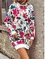 billiga Blommig klänning-Kvinnors Sweatshirt Klänning Mini Klänning Sweater Klänning Shift Klänning Semester Casual Boho Utomhus Regular Fit Blommig Grafik Lång Ärma Crewneck Röd svart Rosa Grön Grå Höst Vinter