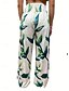 abordables jambe large et taille haute-Femmes Pantalon en coton et lin Jambe large Chinos Vacances Mode Occasionnel Longueur complète Taille haute Fleuri Avec Poches Ceinture Élastique Imprimé Confortable Doux Micro-Élastique Extérieur