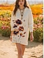 levne květinové šaty-Dámské mikinové šaty minišaty volné šaty ležérní boho školní outdoor domácí standardní střih květinový vzor s dlouhým rukávem s kapucí červená fialová oranžová jaro podzim zima