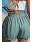 baratos Shorts jeans-Mulheres chinês Calção Roupa de rua Estilo Étnico Básico Curto Cintura Alta Tecido Bolsos Cintura elástica Confortável Macio Micro-Elástica Ao ar livre Férias Rua Preto Branco Rosa Azul Verão Normal