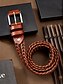 cheap Men&#039;s Belts-Men&#039;s Genuine Leather Braided Belt – Classic Woven Design with Polished Buckle, Durable and Adjustable Waist Accessory for Casual, Business and Golf Outfits