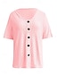 abordables Hauts en dentelle-Femmes Chemise ajourée Haut à œillets Boutons Quotidien Manche Courte Col en V Hauts Réguliers Occasionnel Quotidien Plage Vert cendré Noir Blanche Rose Claire Bleu Ciel Été